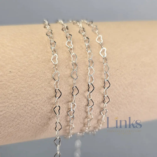 2.8mm Heart Chain - 14K Gold Filled & 925 Sterling Silver 925 Sterling Silver / 1 Meter