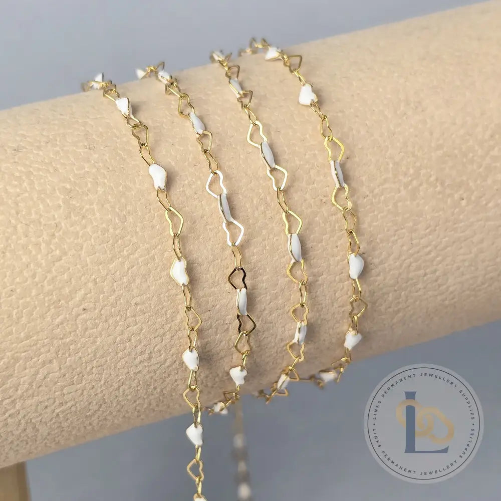 2.8mm Enamel Heart Chain - 14K Gold Filled & 925 Sterling Silver 14K Gold Filled / 1 Meter