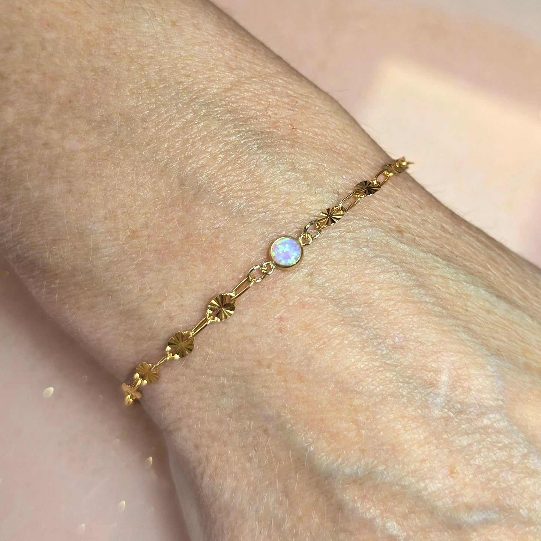 4Mm Pink Opal Connector Charm