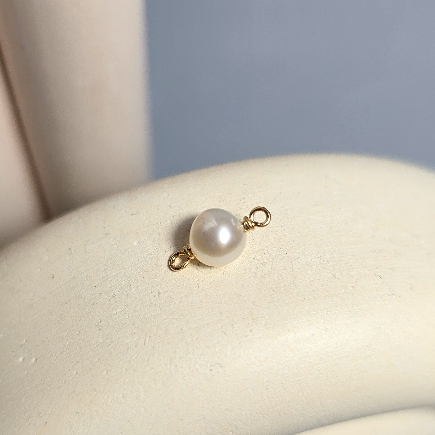Freshwater Round Pearl Connector Charm 14K Gold Filled