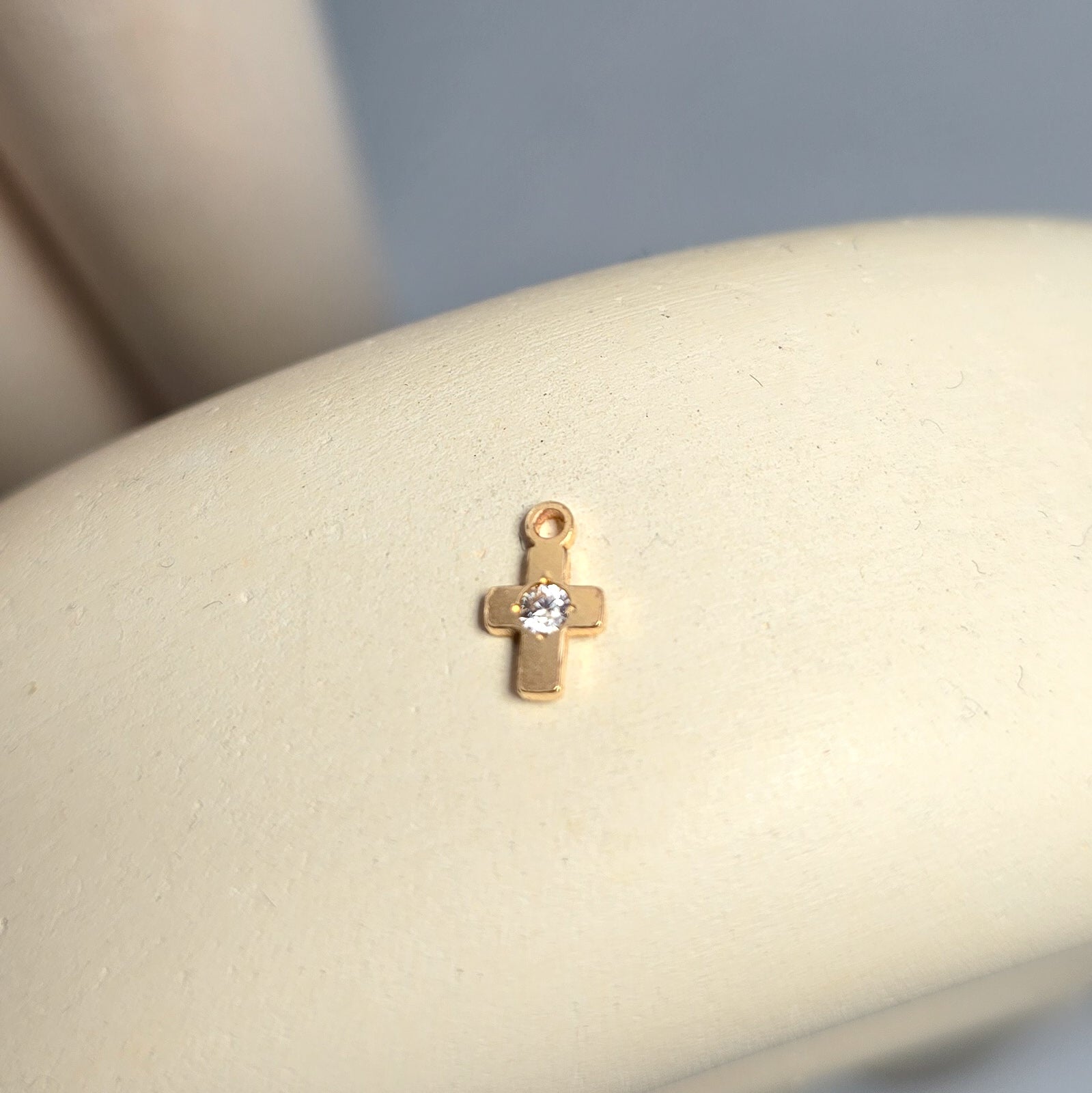 Mini Cubic Zirconia Cross Charm 14K Gold Filled
