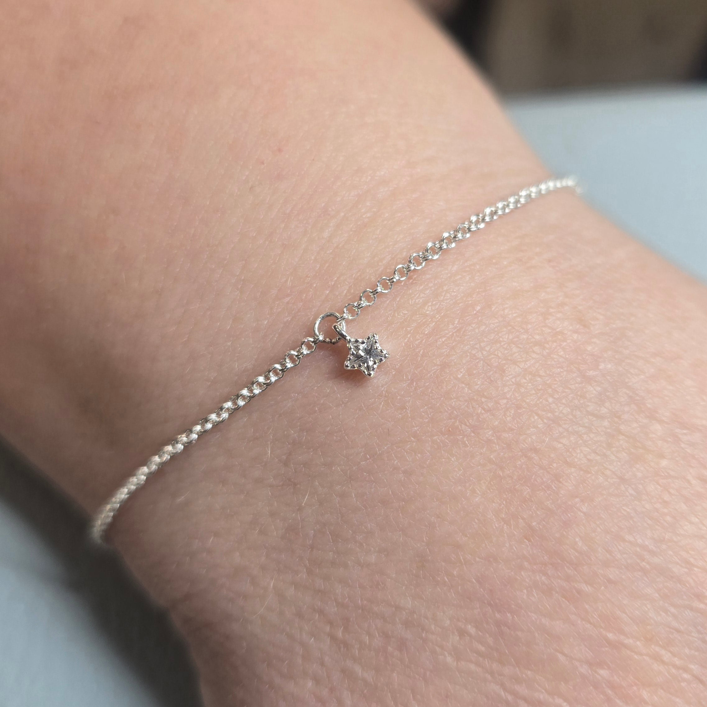 Sterling Silver Crystal Star Pendant Charm