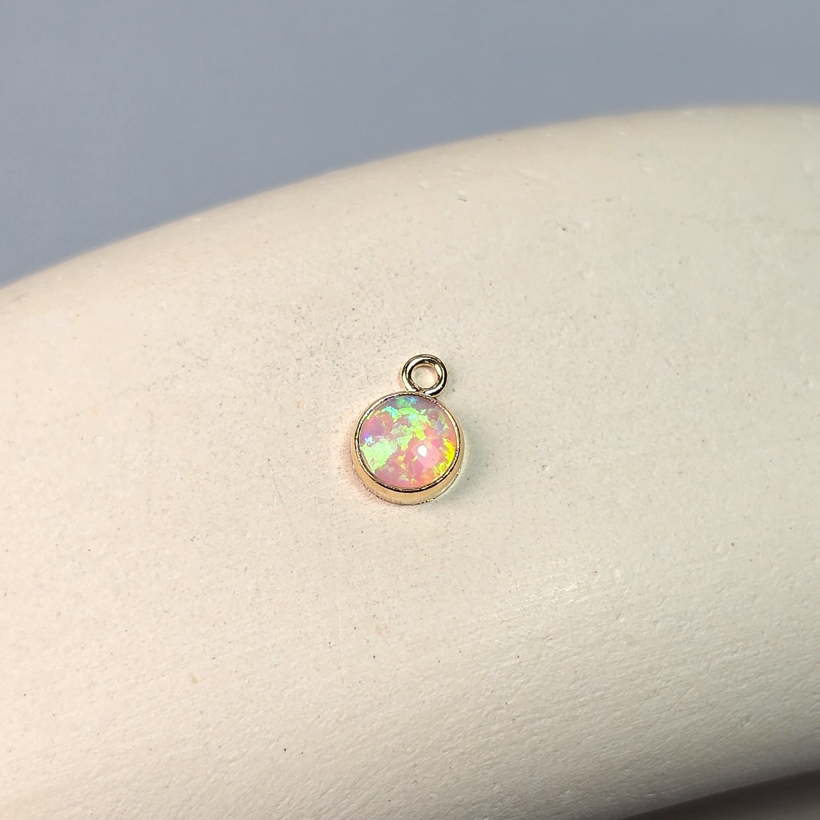 4Mm Pink Opal Pendant Charm 14K Gold Filled
