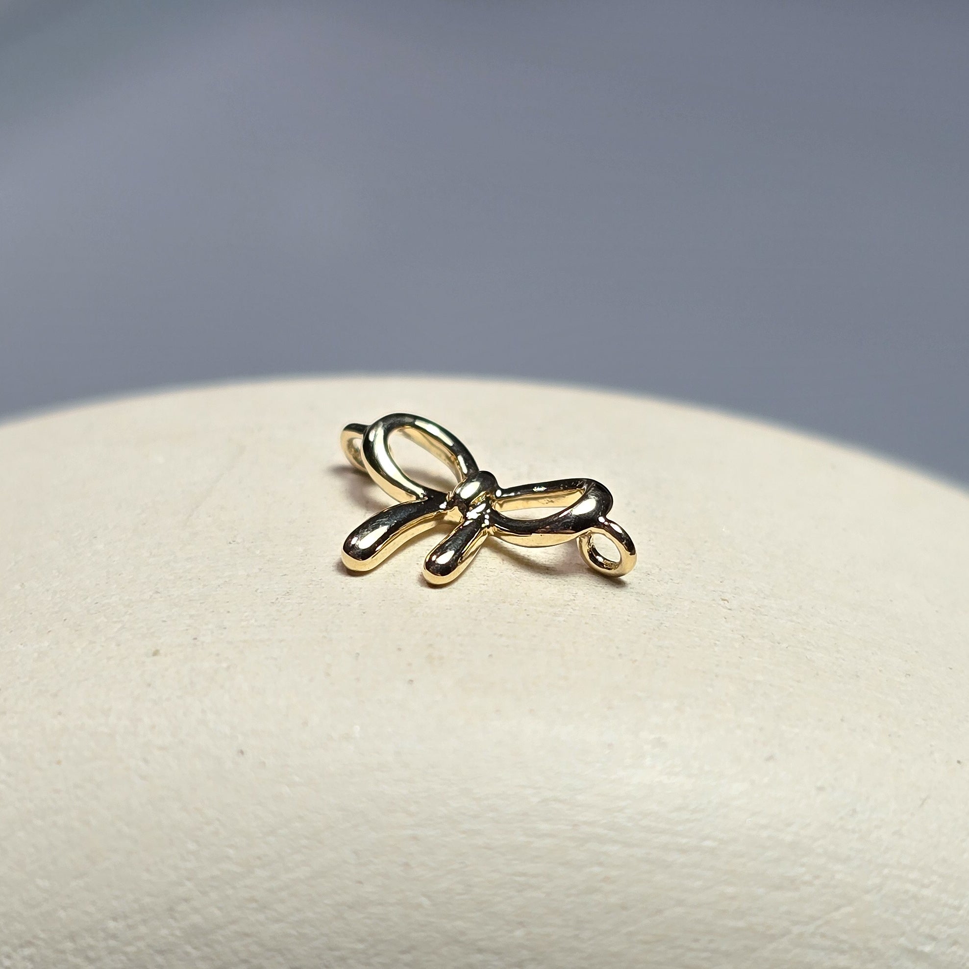 Luxury 9K Solid Gold Bow Connector Charm