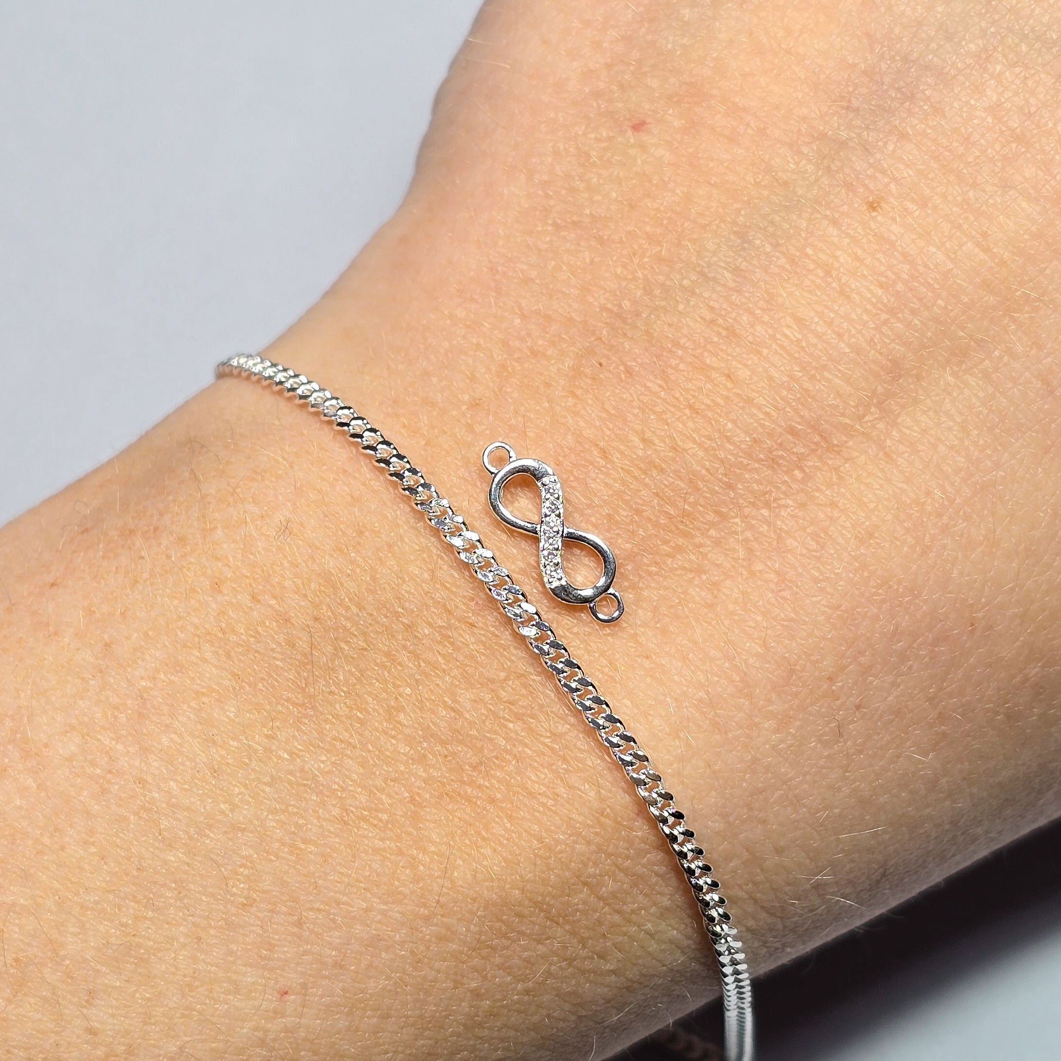 Sterling Silver Crystal Infinity Connector Charm