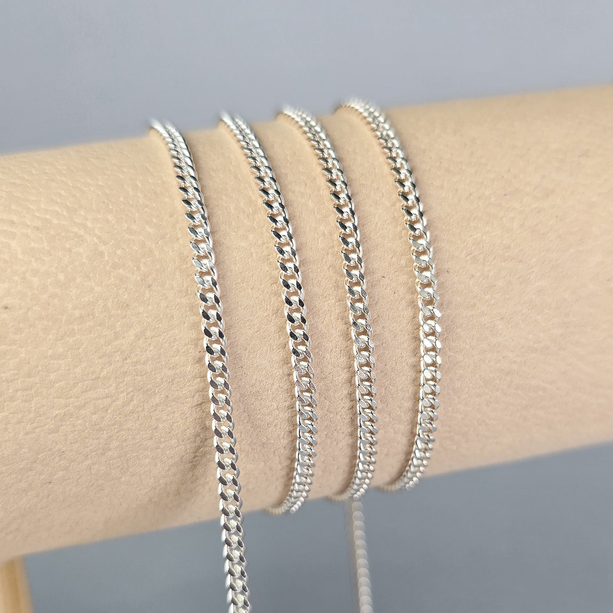 2.5mm 925 Sterling Silver Cuban Curb Chain 1 meter