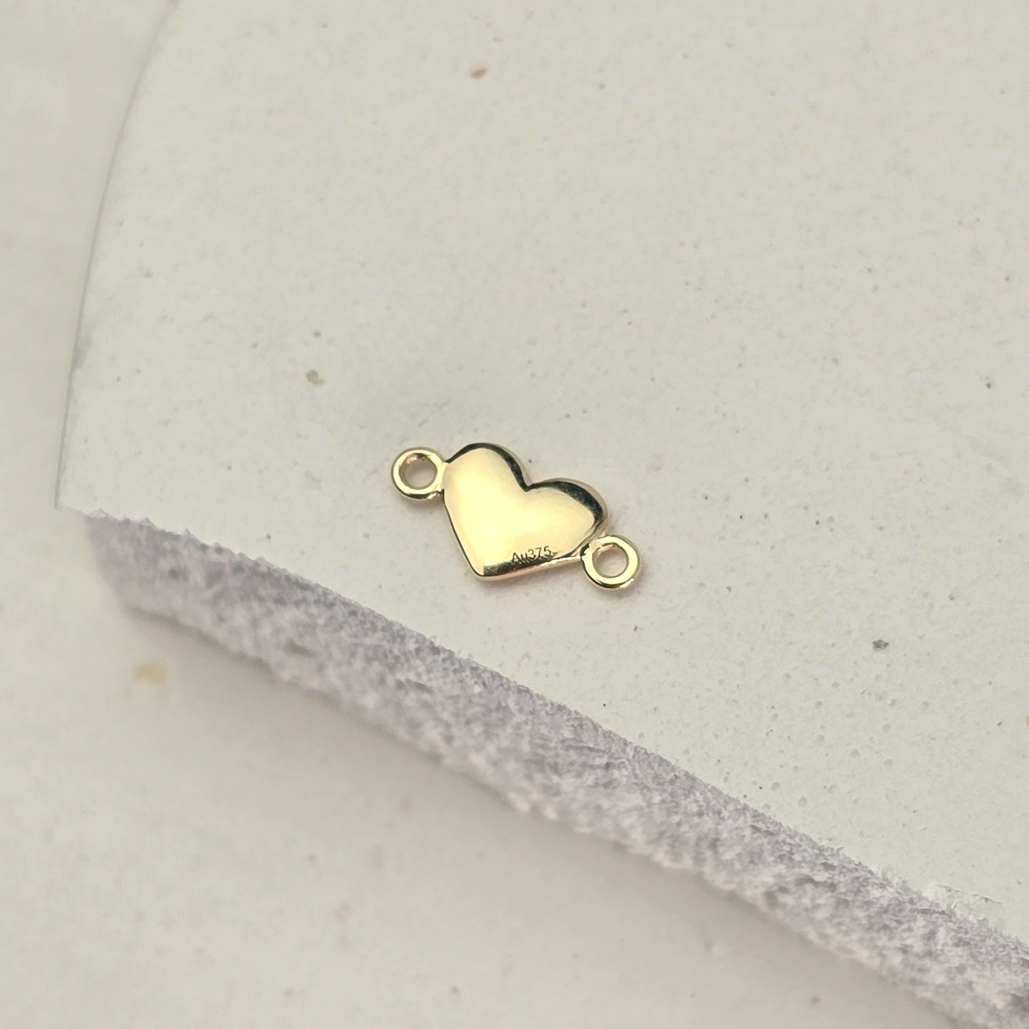Luxury 9k Solid Gold Heart Connector Charm