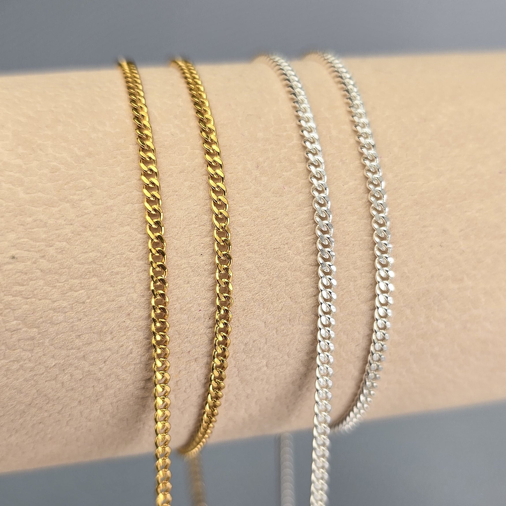 2mm Cuban Curb Chain - 14K Gold Filled & 925 Sterling Silver