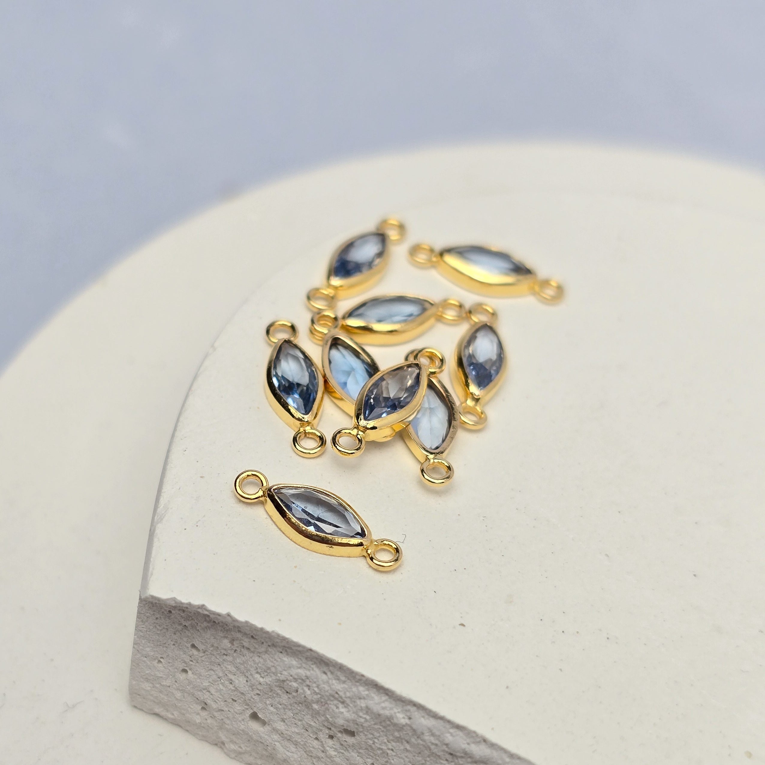 6mm Marquise Birthstone Connector 14k Gold Filled / March - Aquamarine