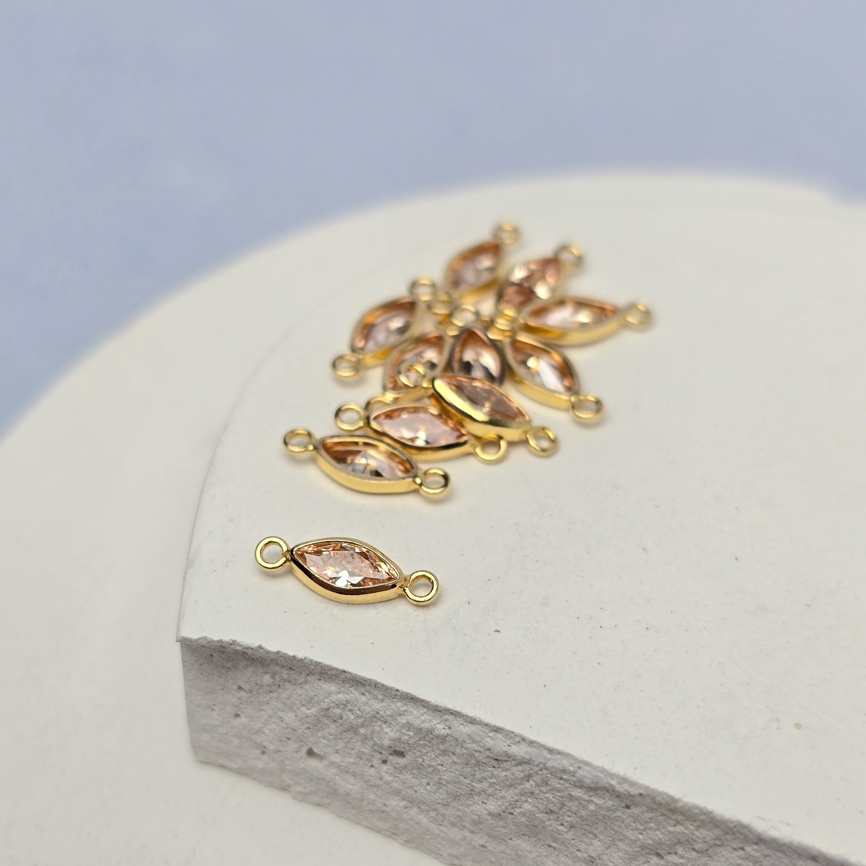 6mm Marquise Birthstone Connector 14k Gold Filled / November - Topaz