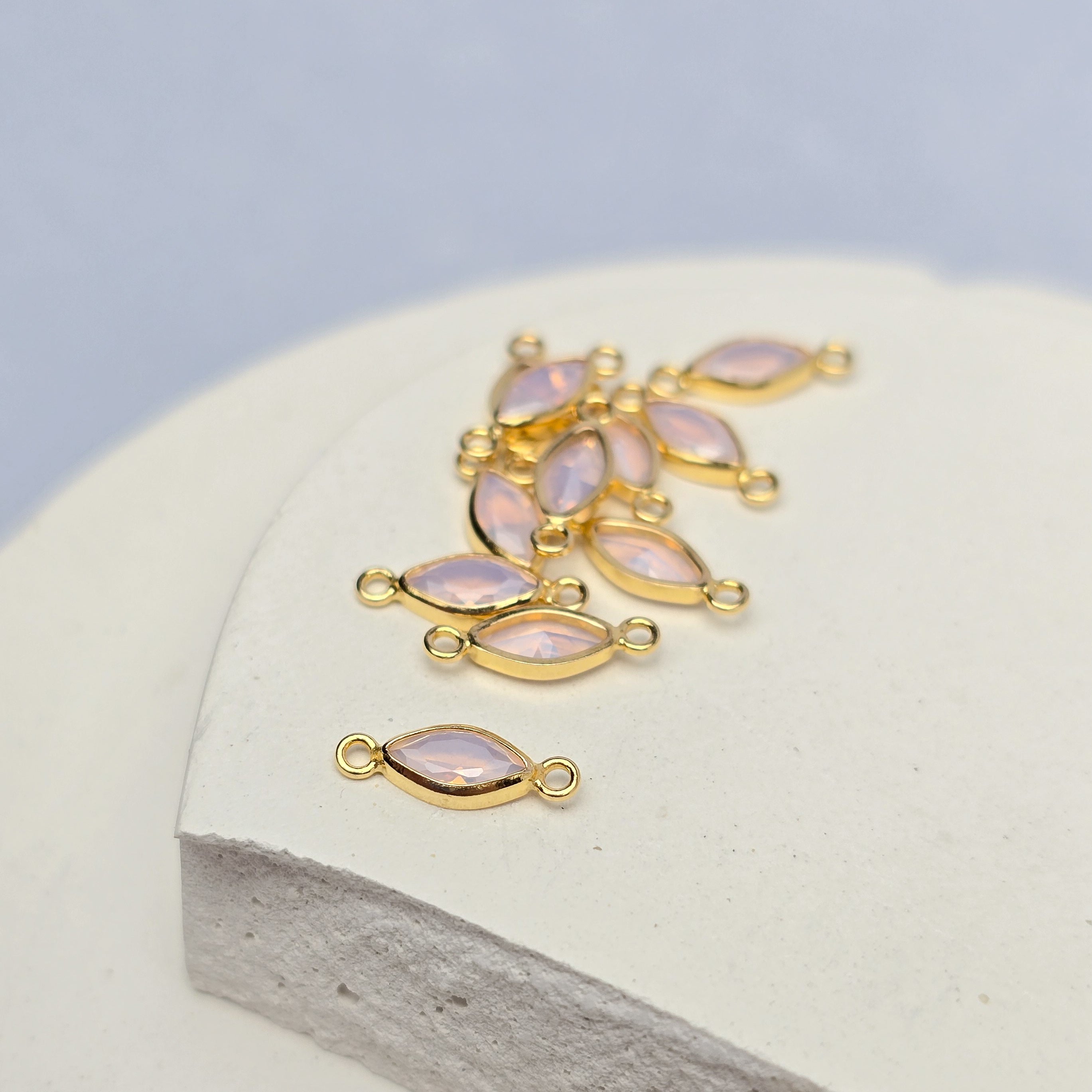 6mm Marquise Opal Connectors 14k Gold Filled / Pink Opal