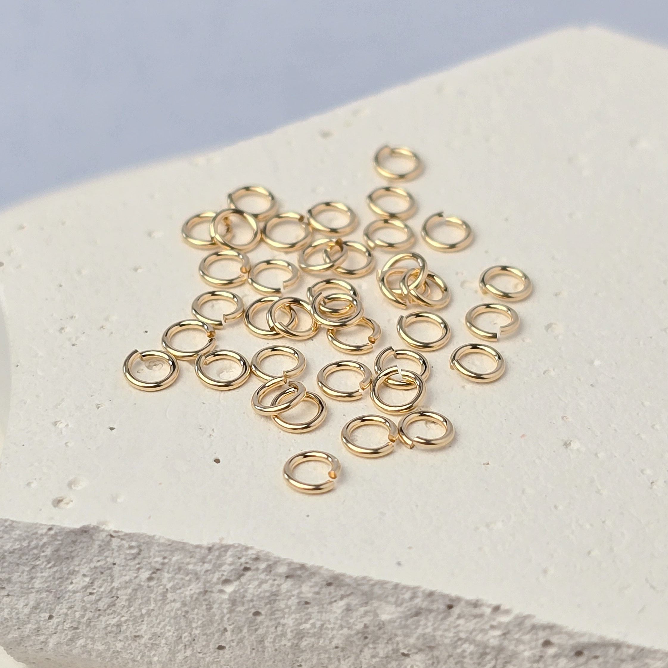 925 Sterling Silver & 14k Gold Filled Jump Rings 3mm (22 & 24 Ga) - 20 pack 14k Gold Filled / 0.5mm wire diameter 24