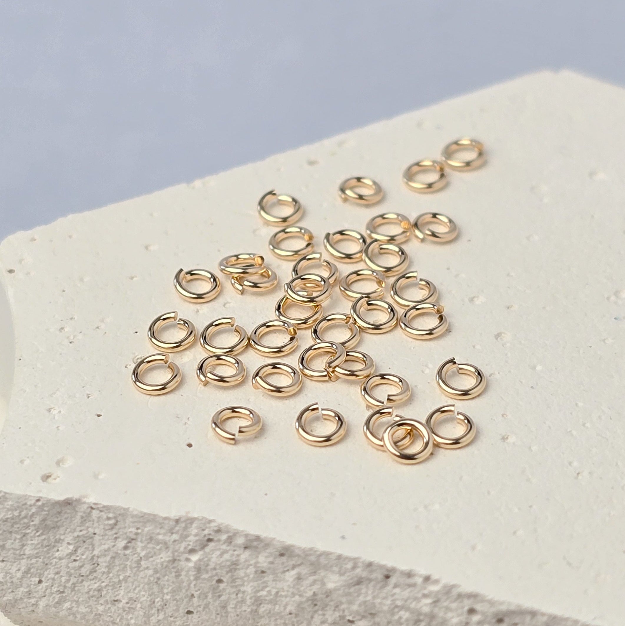 925 Sterling Silver & 14k Gold Filled Jump Rings 3mm (22 & 24 Ga) - 20 pack 14k Gold Filled / 0.64mm wire diameter 22