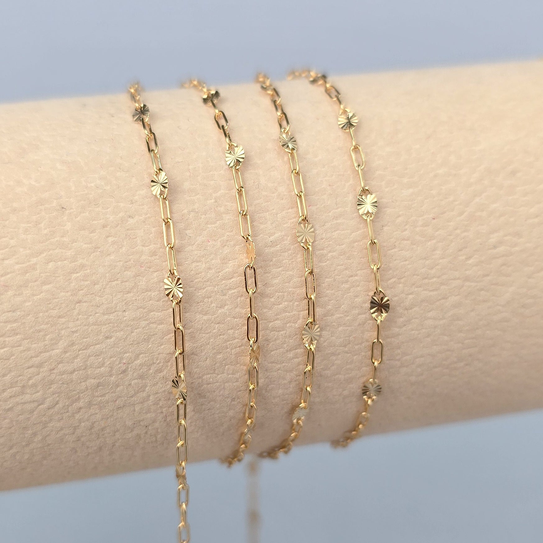 Oval Sunburst & Paperclip Chain - 14k Gold Filled & 925 Sterling Silver 14k Gold Filled