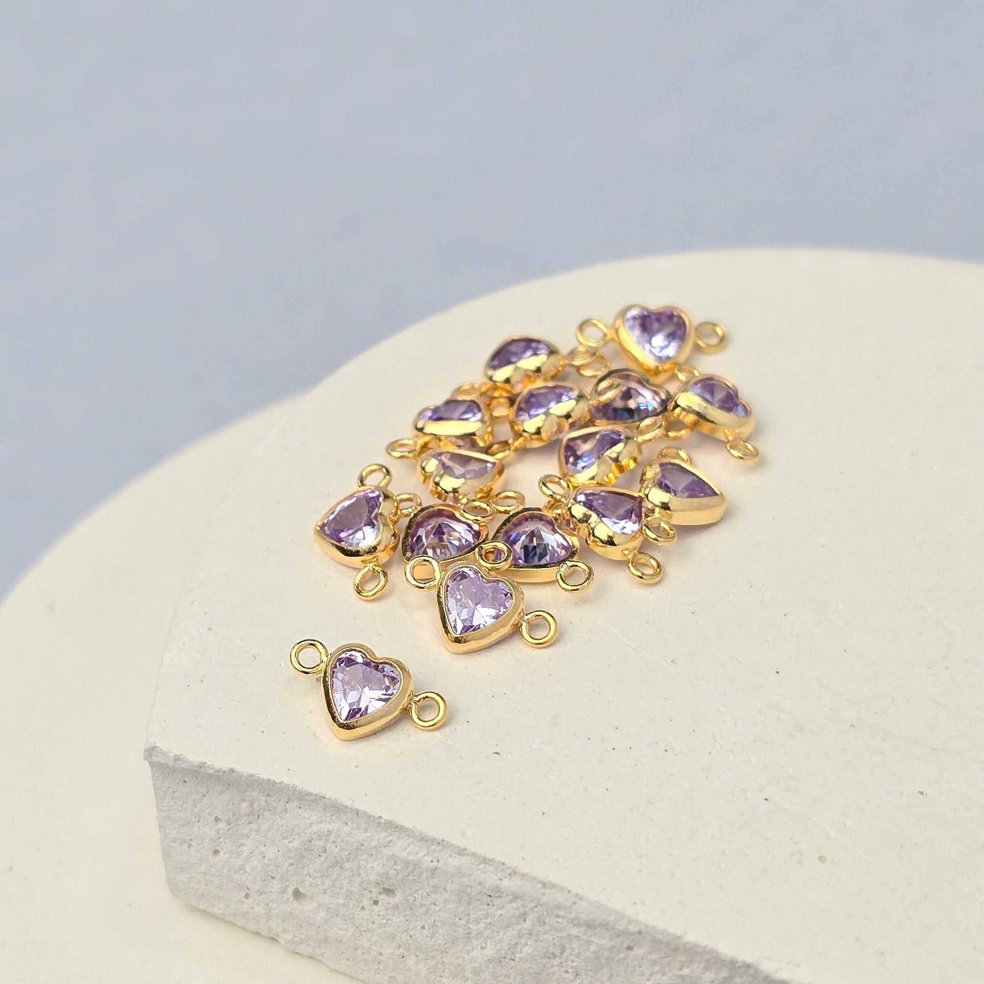 4mm Heart Birthstone Connector Charm 14k Gold Filled / June - Alexandrite