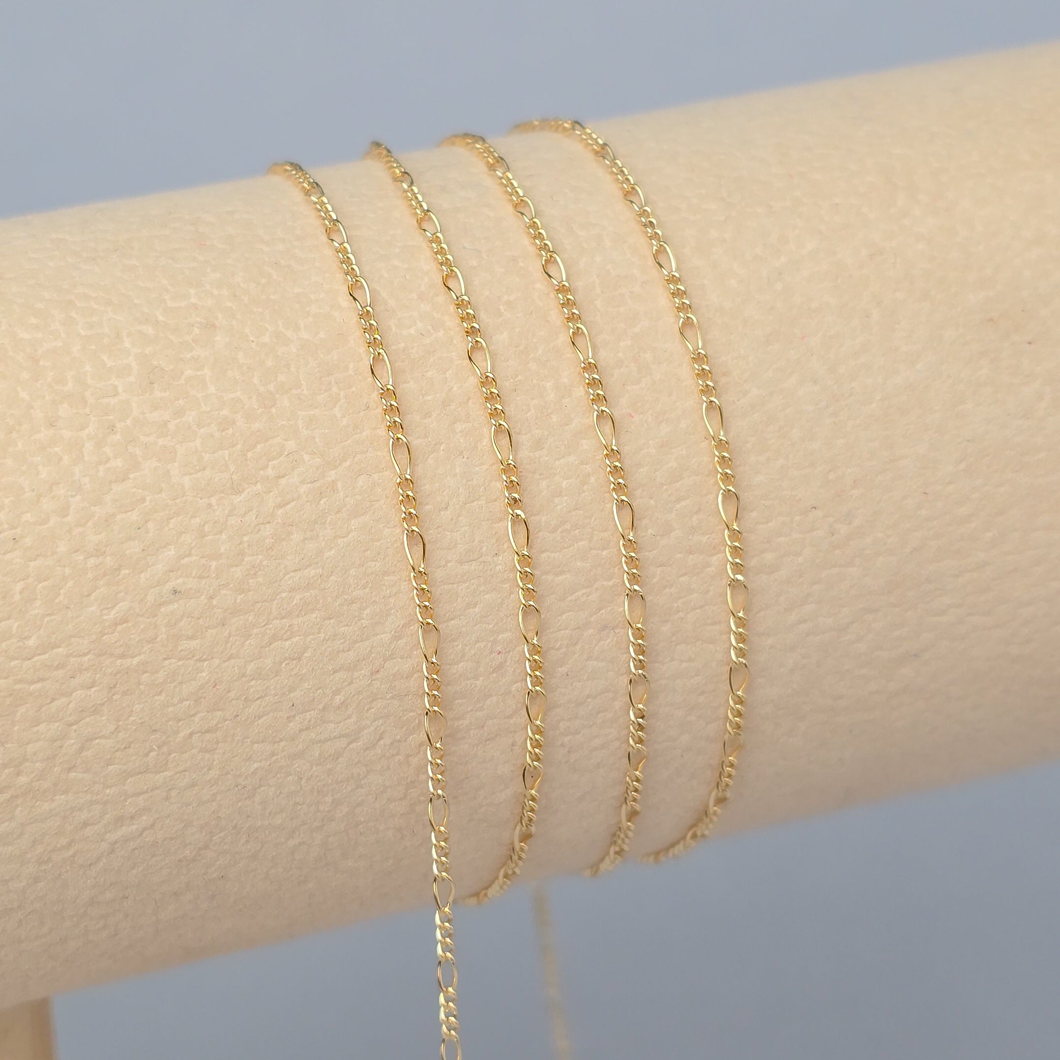 1.3mm Mini Figaro - 14k Gold Filled & 925 Sterling Silver 14k Gold Filed / 1 Meter
