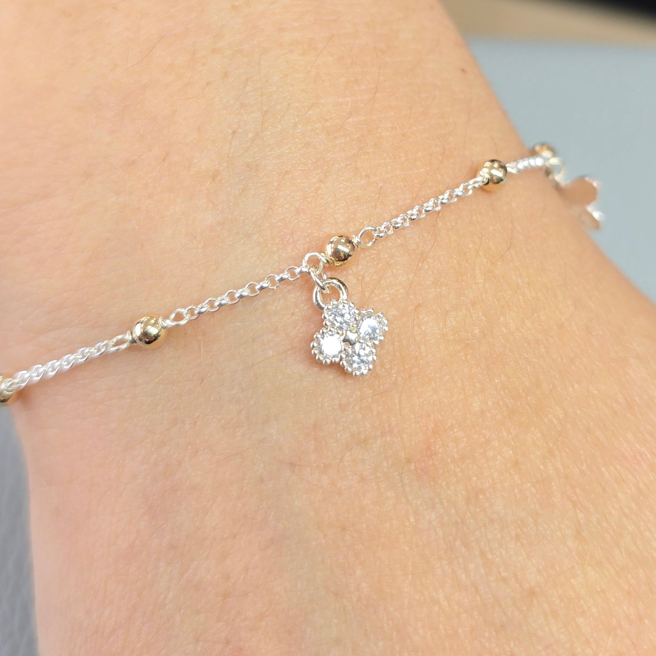Sterling Silver Crystal Clover Pendant Charm