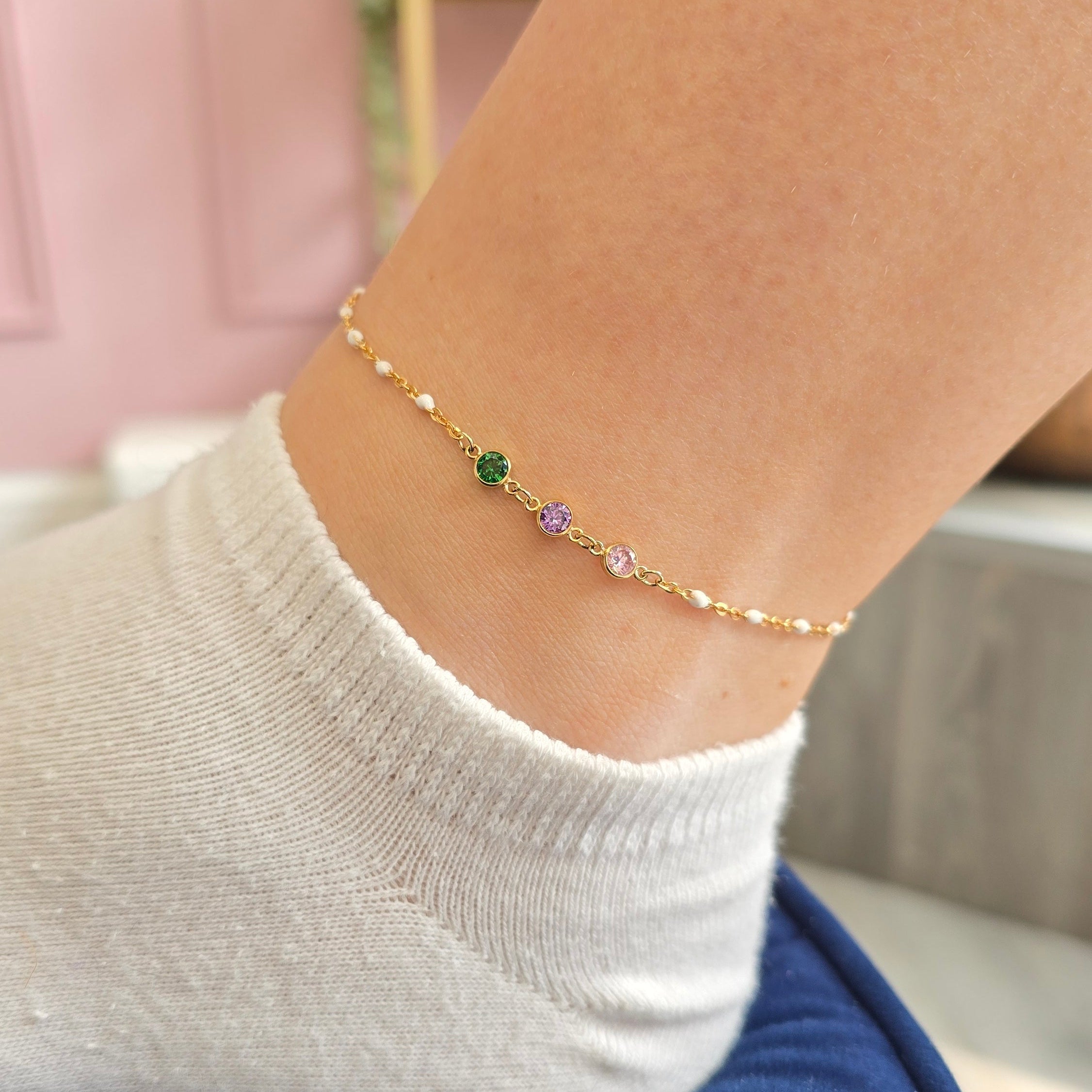 3mm & 4mm Round Birthstone Connector Charm Connector Charms