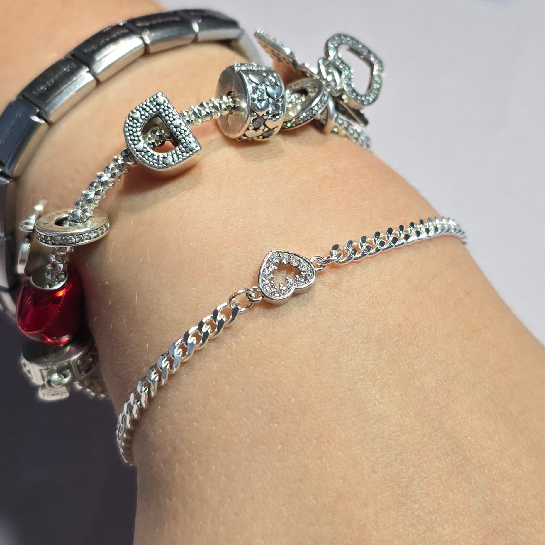 Sterling Silver Crystal Hollow Heart Connector