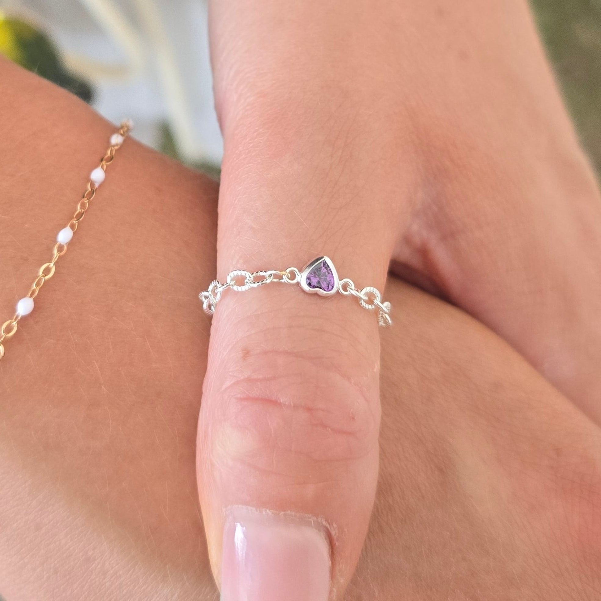 4mm Heart Birthstone Connector Charm