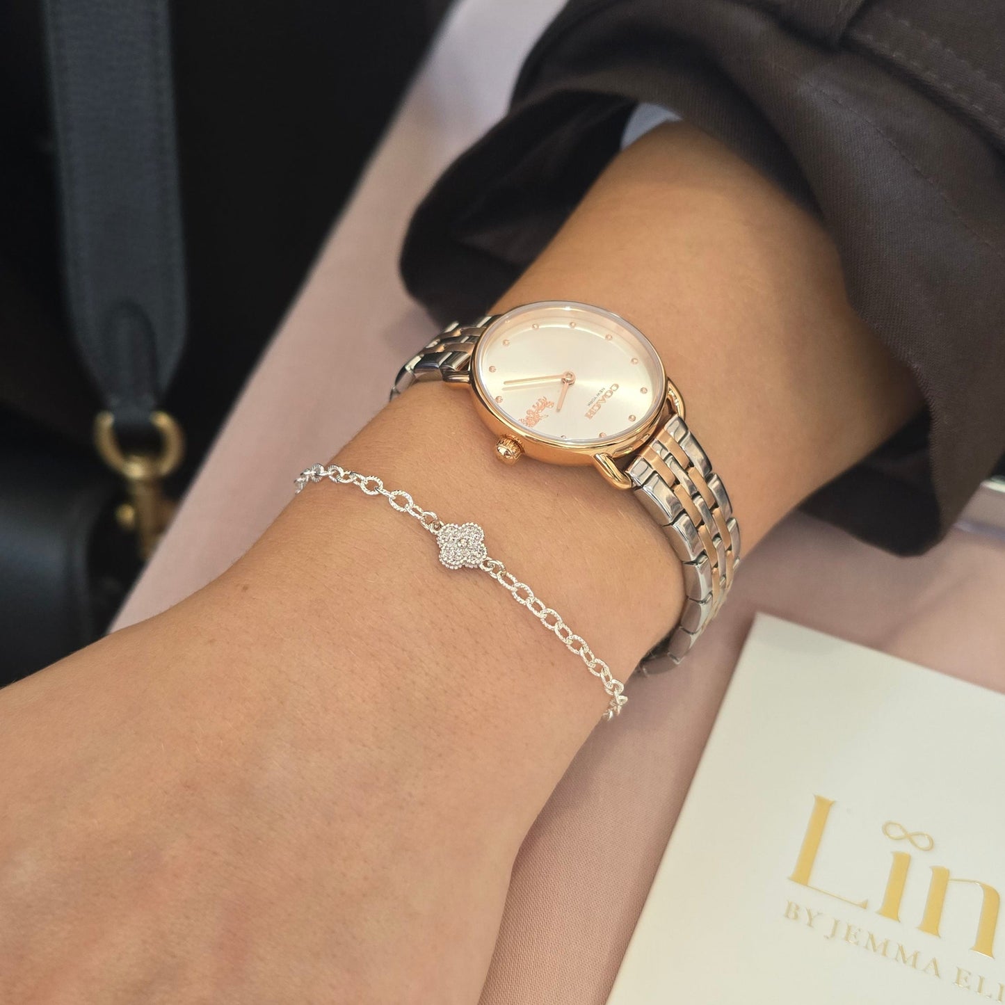 Sterling Silver Crystal Clover Connector