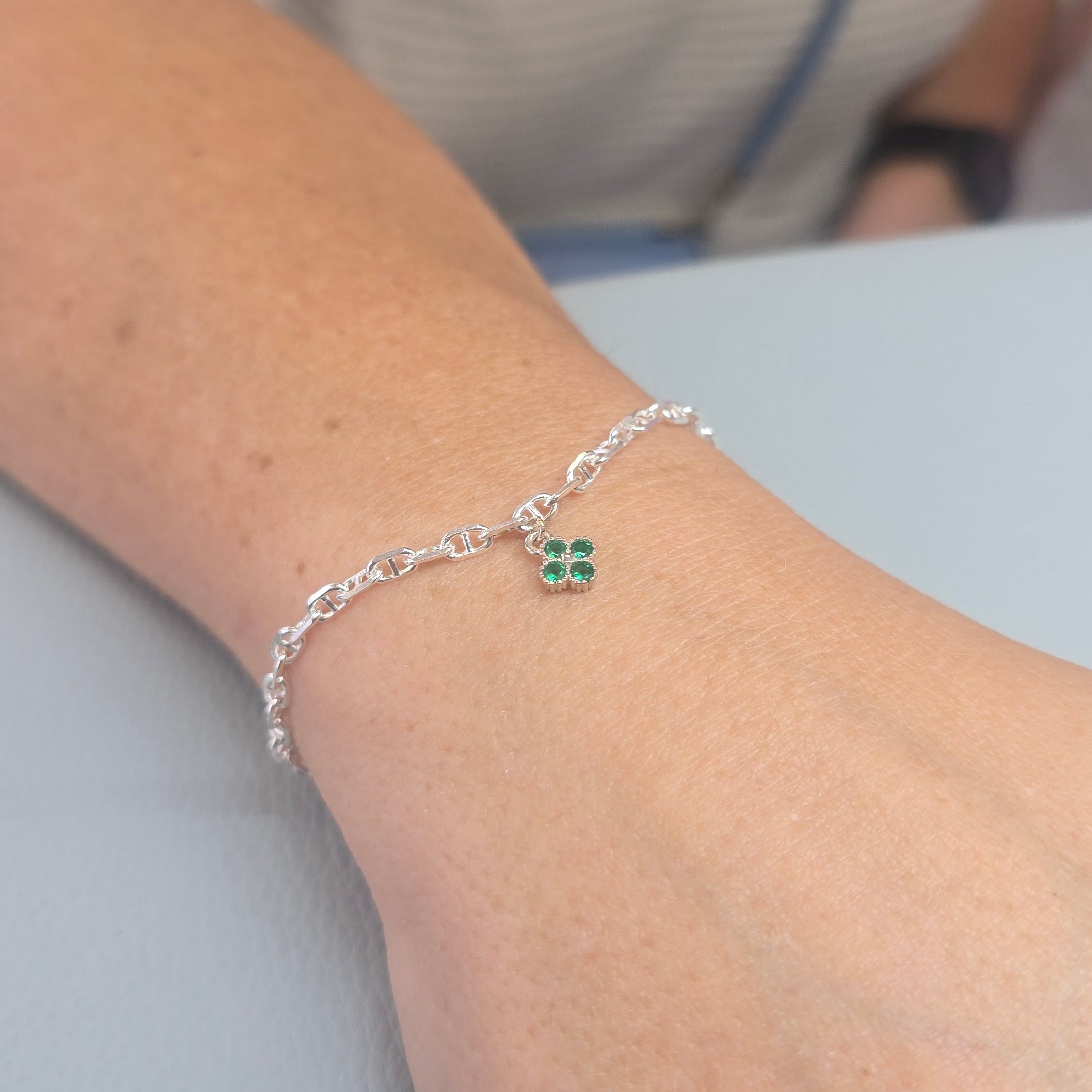 Sterling Silver Crystal Clover Pendant Charm