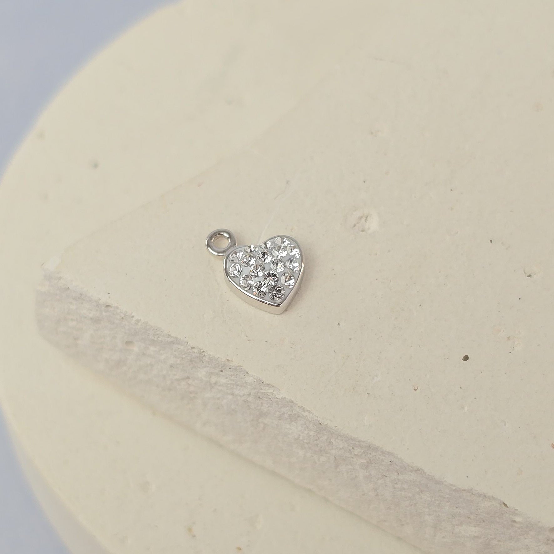 Sterling Silver Mini Crystal Heart Charm