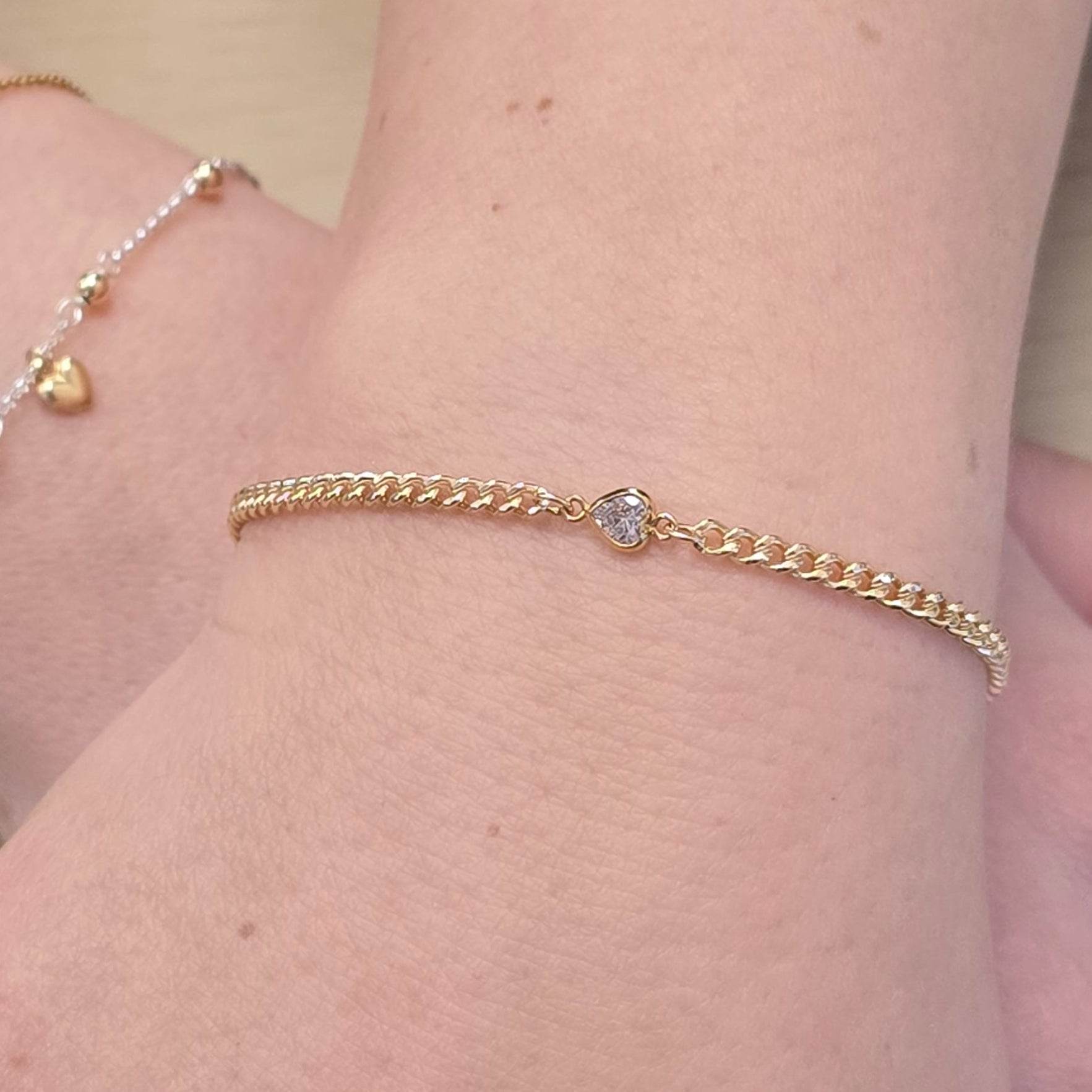 14k Gold Filled CZ Heart Connector