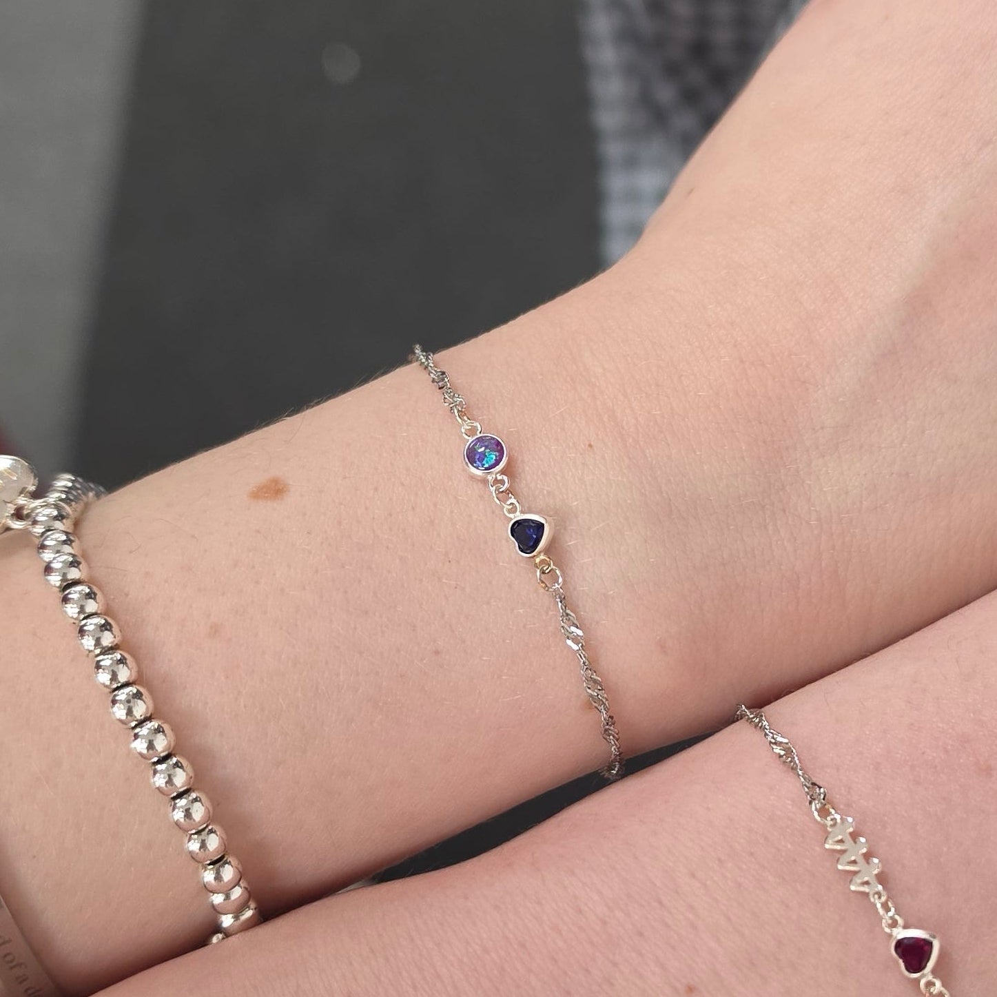 4mm Heart Birthstone Connector Charm