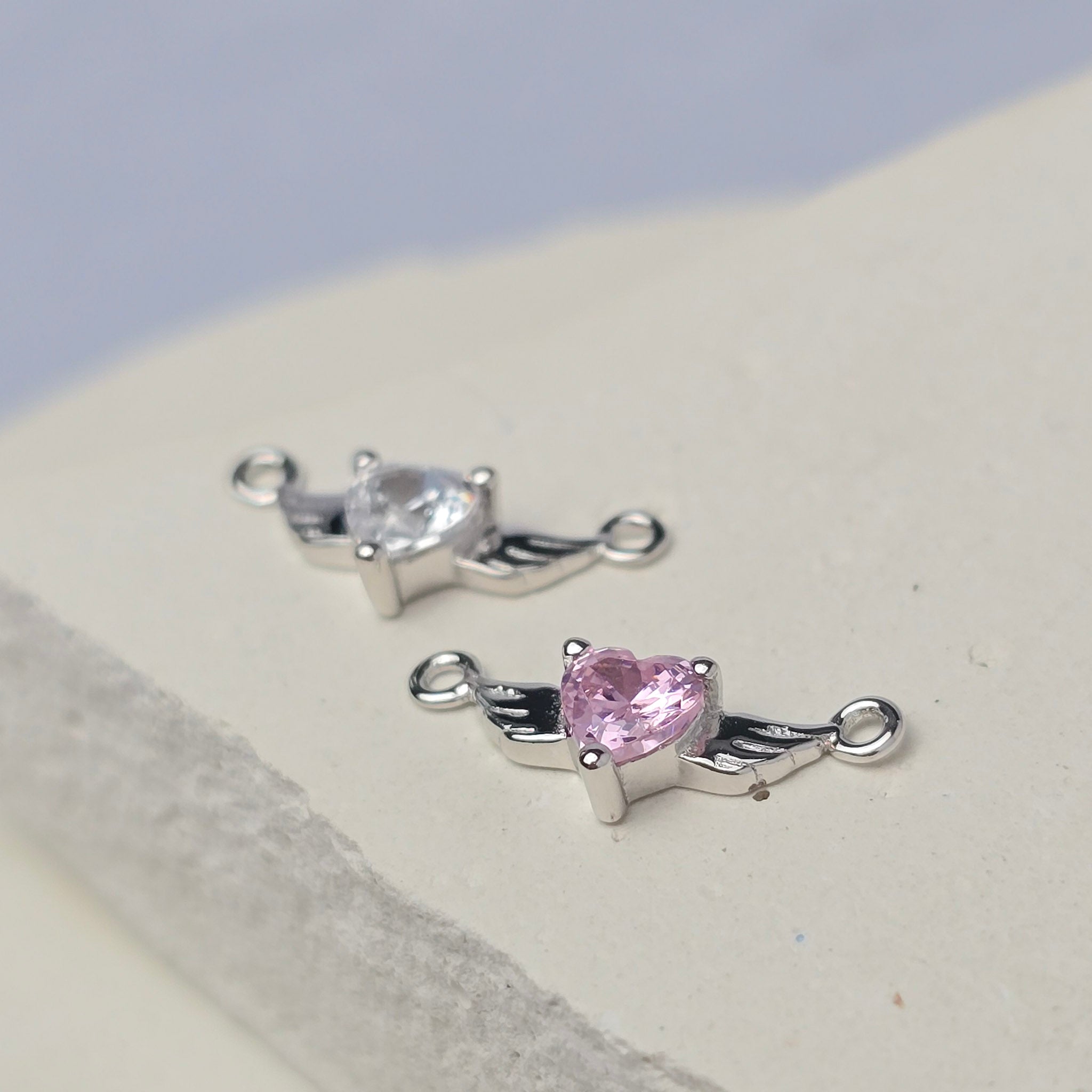 Sterling Silver Angel Wings & Heart Connector