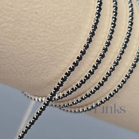 2mm Black Tennis Chain 925 Sterling Silver / 1 Meter