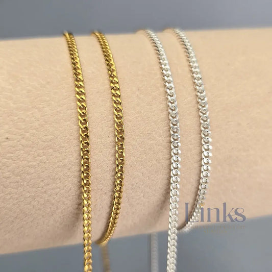 2mm Cuban Curb Chain - 14K Gold Filled & 925 Sterling Silver