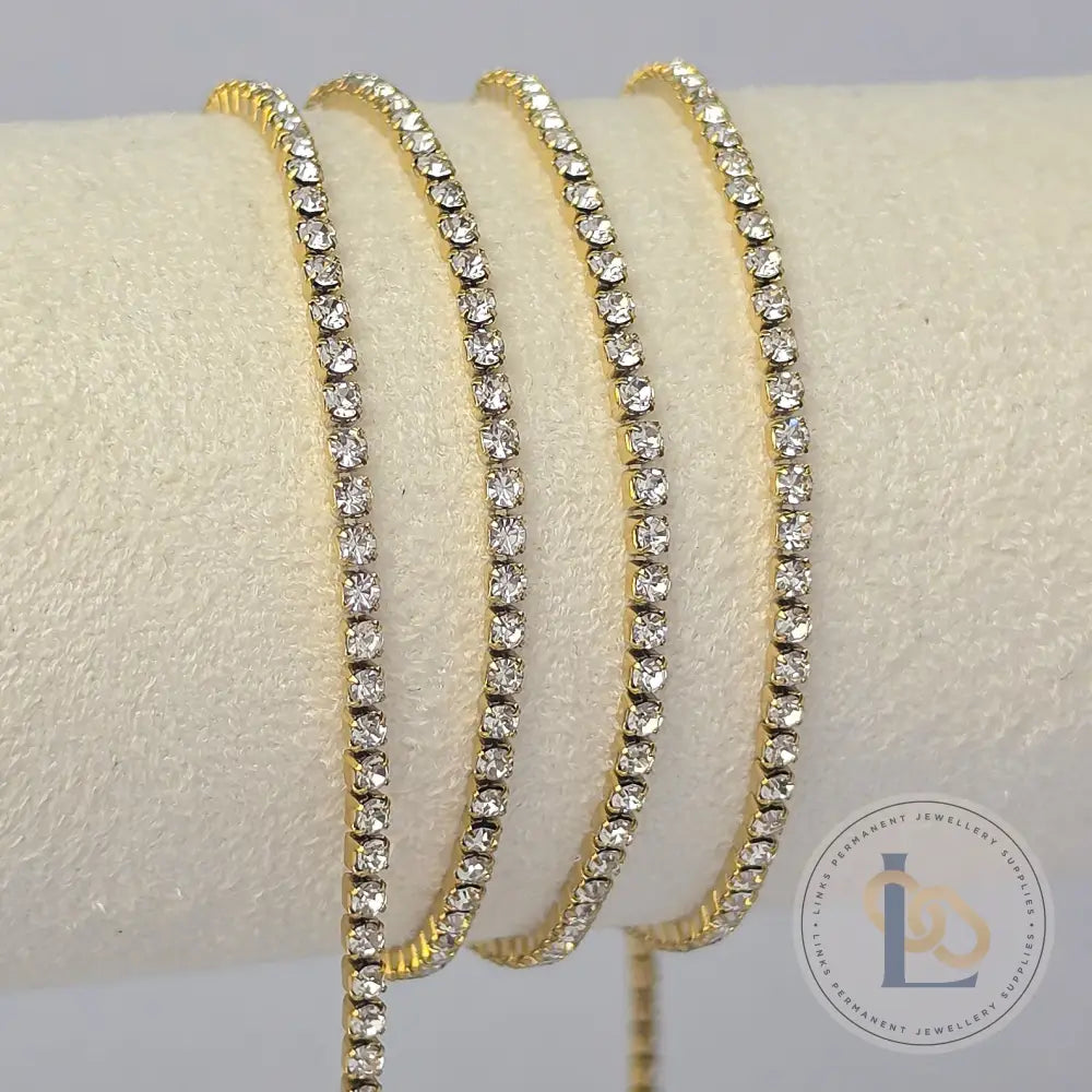 2mm PVD Stainless Steel Tennis Chain - 14K Gold PVD / 1 Meter