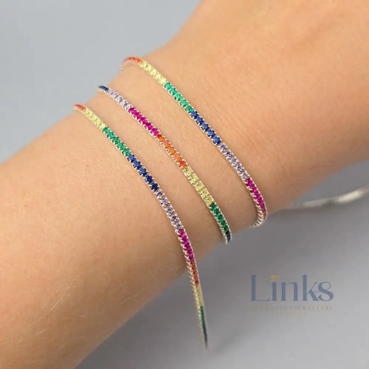 2mm Rainbow Tennis Chain - 925 Sterling Silver 1 Meter