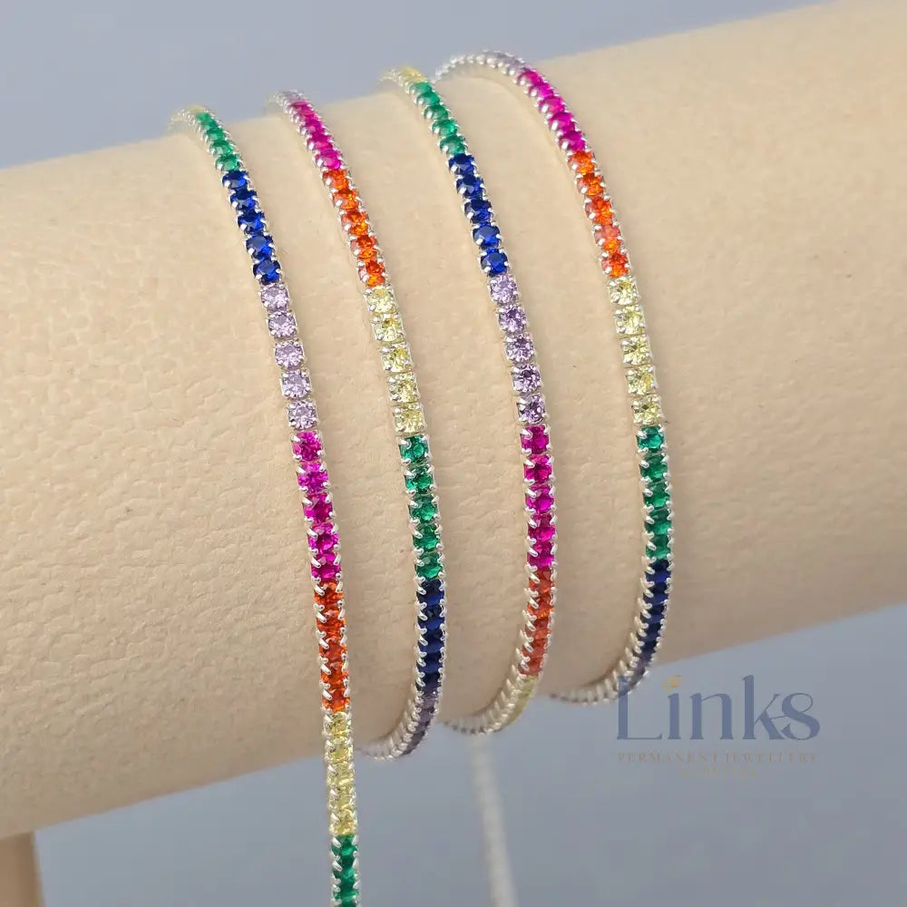 2mm Rainbow Tennis Chain - 925 Sterling Silver 1 Meter