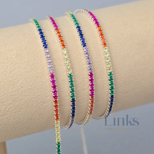 2mm Rainbow Tennis Chain - 925 Sterling Silver 1 Meter