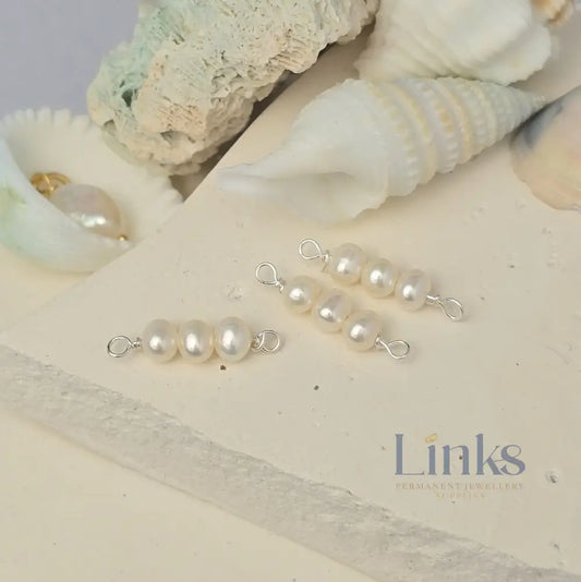 3 Freshwater Rice Pearl Connector Charm