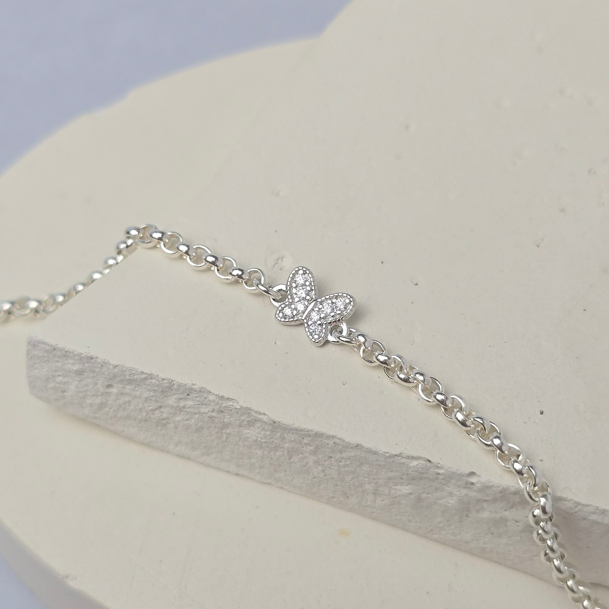 Sterling Silver Cubic Zirconia Dainty Butterfly Connector