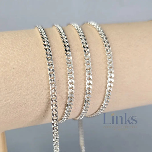 3mm 925 Sterling Silver Cuban Curb Chain 1 meter