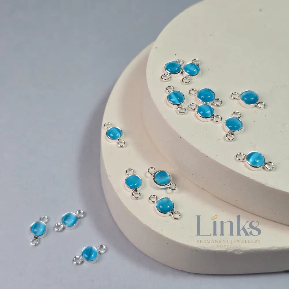 4Mm Blue Cat’s Eye Connector Charm