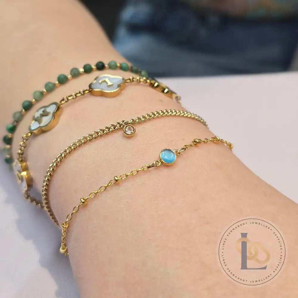 4mm Blue Cat’s Eye Connector Charm