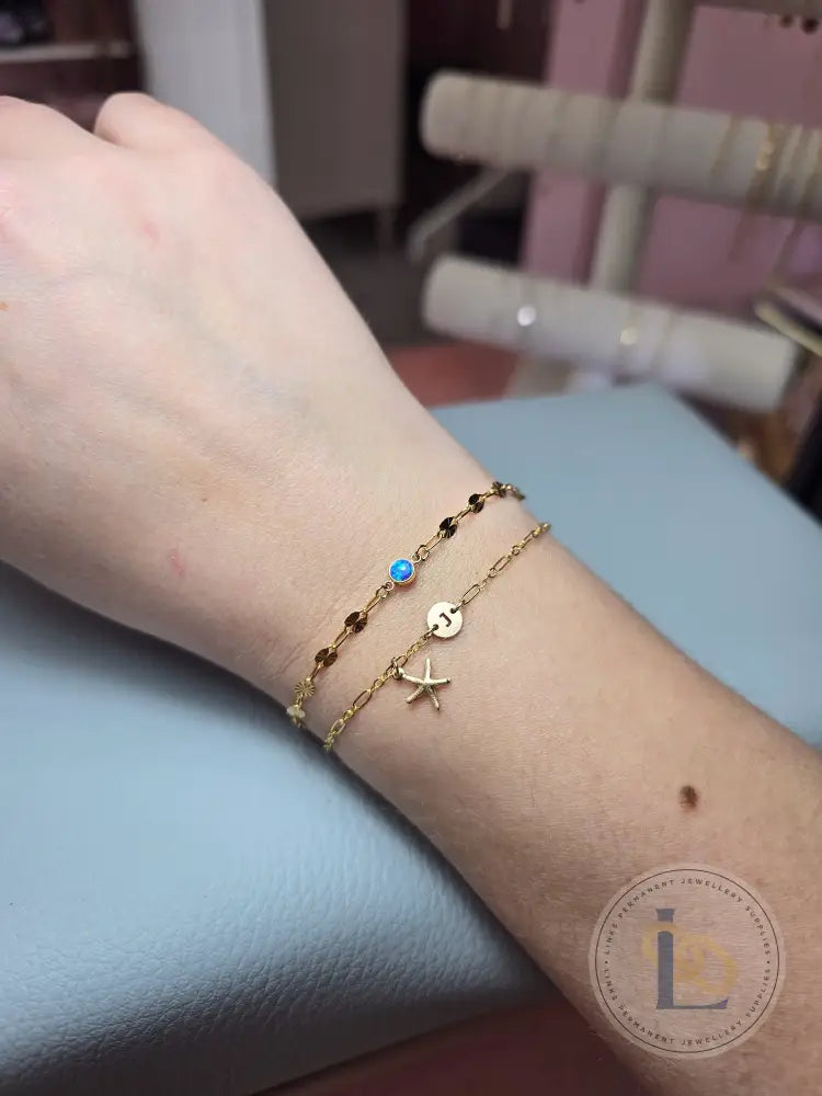 4mm Blue Opal Connector Charm - Links Permanent Jewellery Supplies