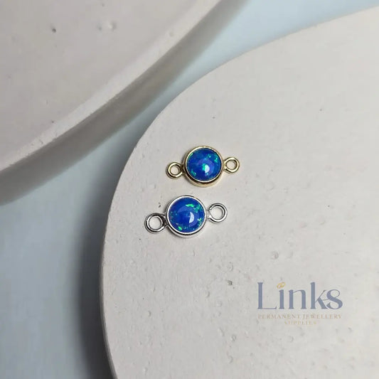 4mm Blue Opal Connector Charm - Links Permanent Jewellery Supplies