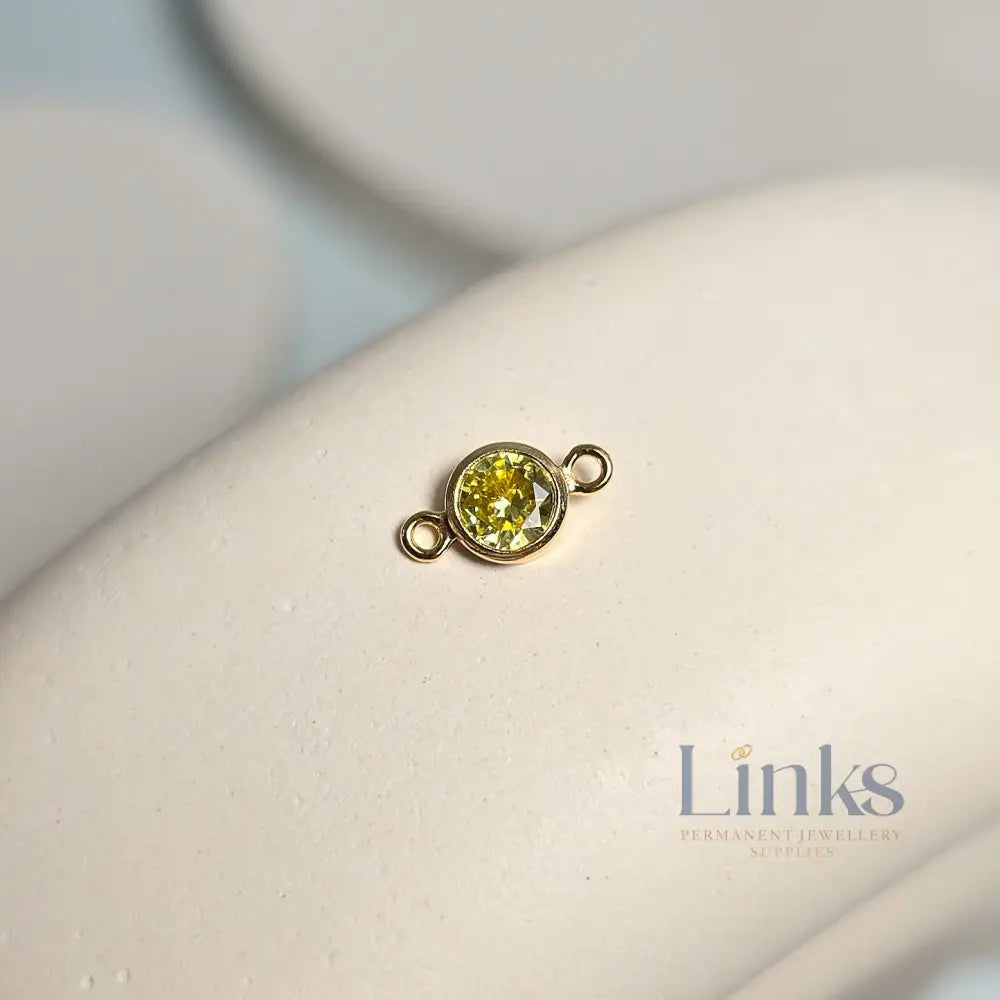 4mm Gold Filled Birthstone Connector Charm - Links Permanent Jewellery Supplies