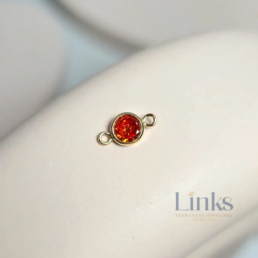 4mm Gold Filled Birthstone Connector Charm - Links Permanent Jewellery Supplies