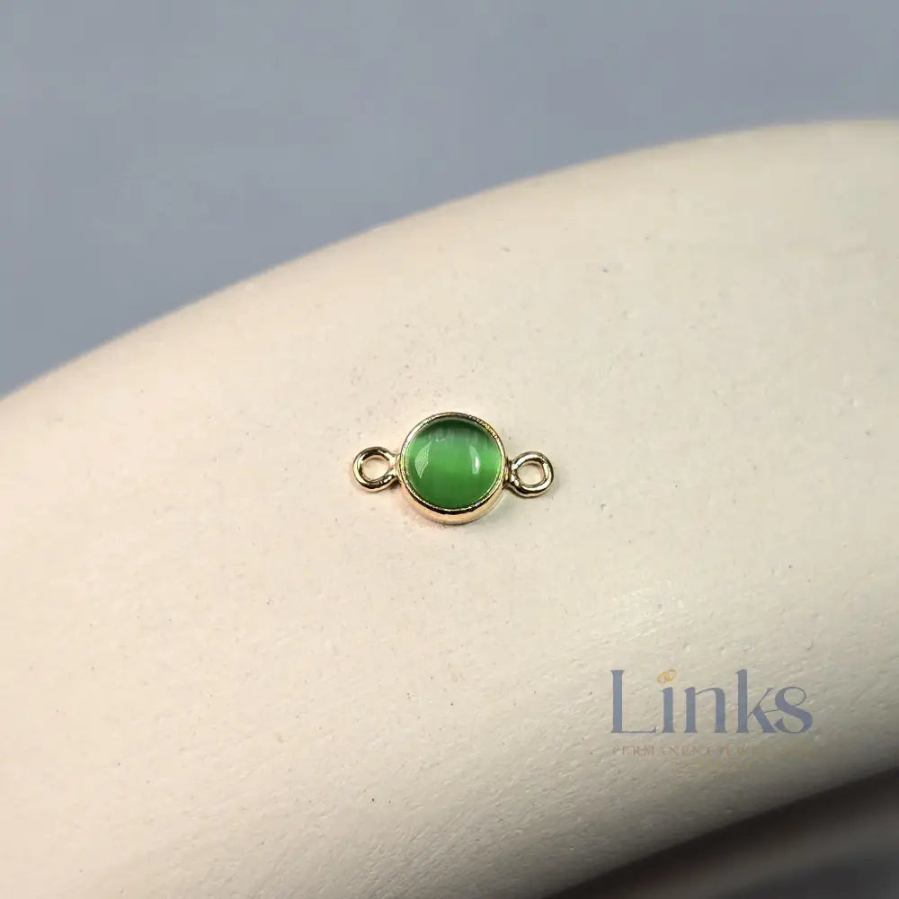 4Mm Green Cat’s Eye Connector Charm