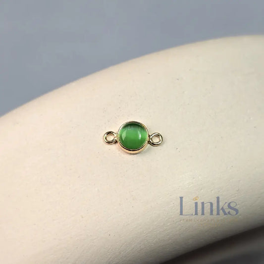 4Mm Green Cat’s Eye Connector Charm