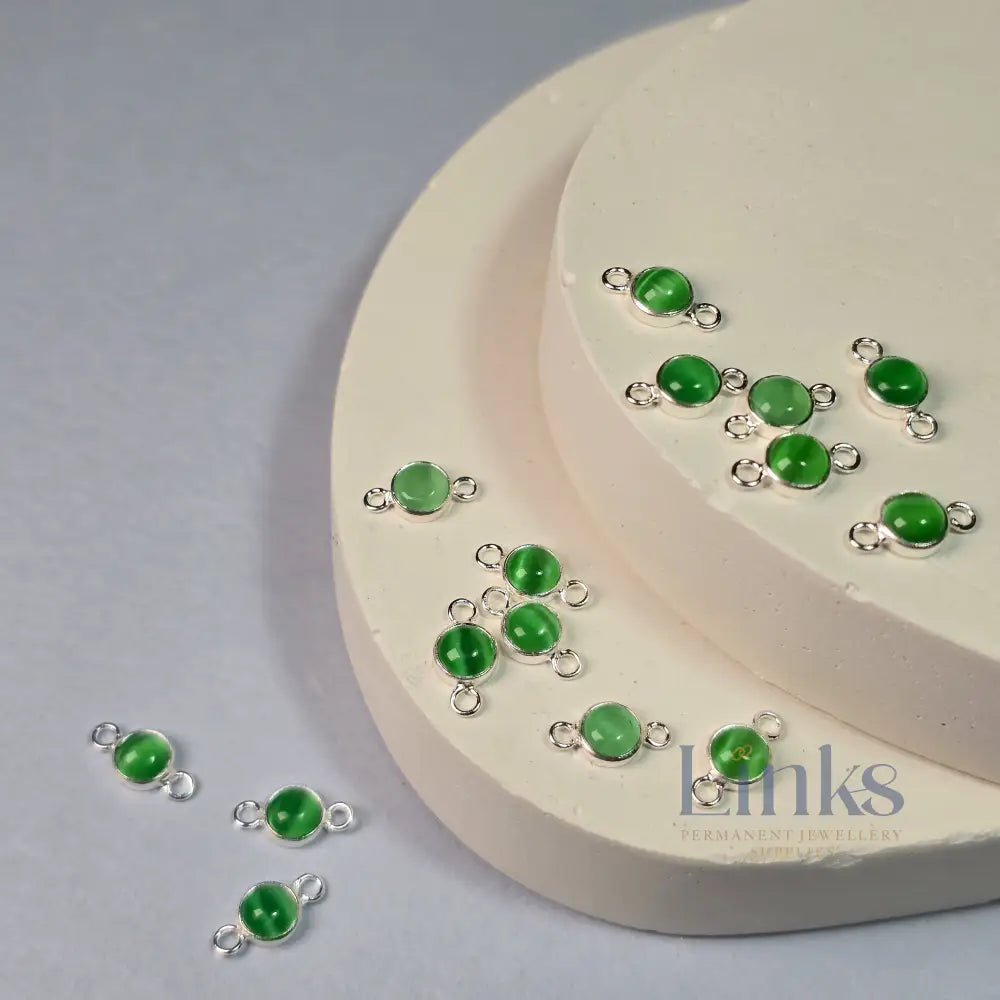 4Mm Green Cat’s Eye Connector Charm
