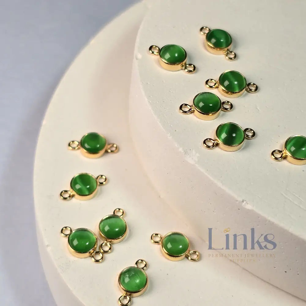 4Mm Green Cat’s Eye Connector Charm