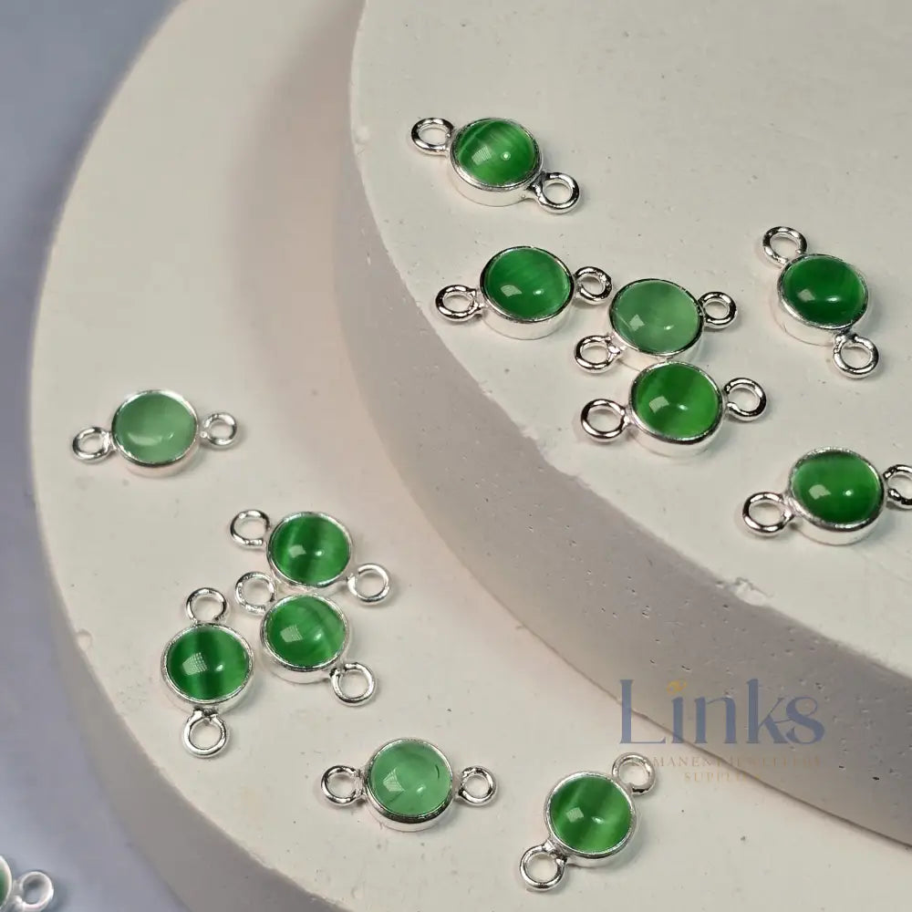 4Mm Green Cat’s Eye Connector Charm